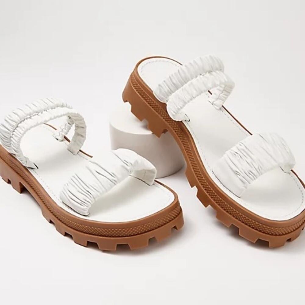 Schutz Lirah Leather Sporty Slide Platform Sandals Size 8.5